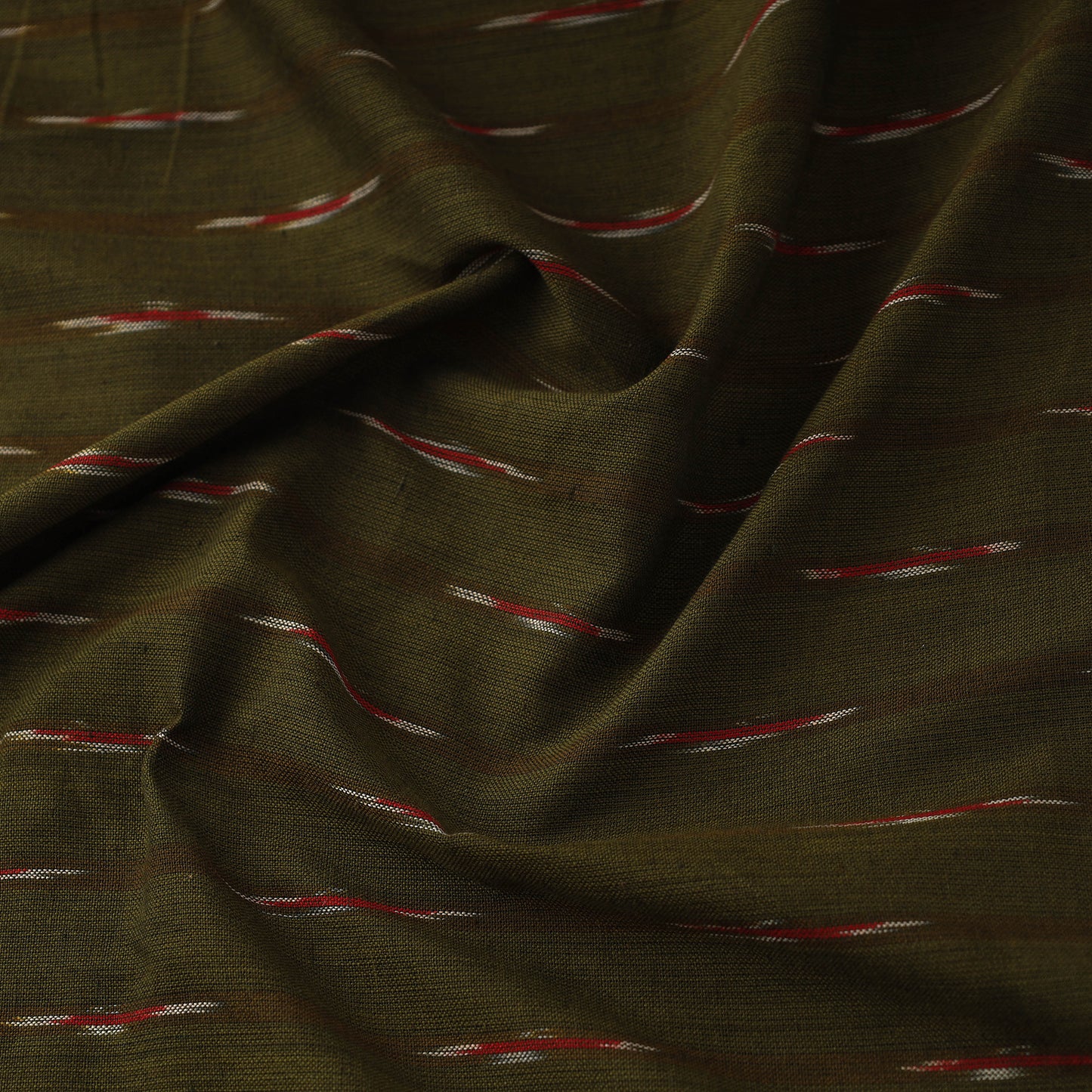 Green - Handloom Cotton Pochampally Ikat Fabric 18