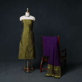 Pochampally Ikat Silk Cotton Kurta,Bottom & Dupatta Unstitched Dress Material Suit Set 08