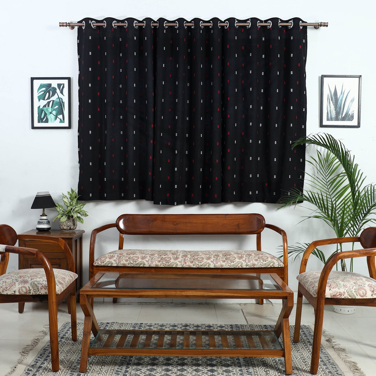 Black - Cotton Window Jacquard Curtain (5 x 3 Feet) 23