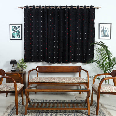 Black - Cotton Window Jacquard Curtain (5 x 3 Feet) 23
