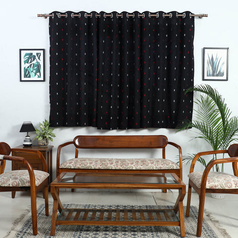 Black - Cotton Window Jacquard Curtain (5 x 3 Feet) 23