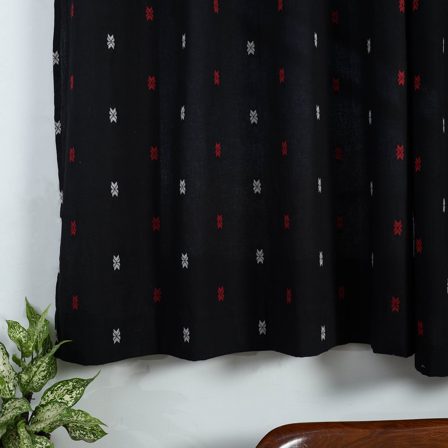 Black - Cotton Window Jacquard Curtain (5 x 3 Feet) 23
