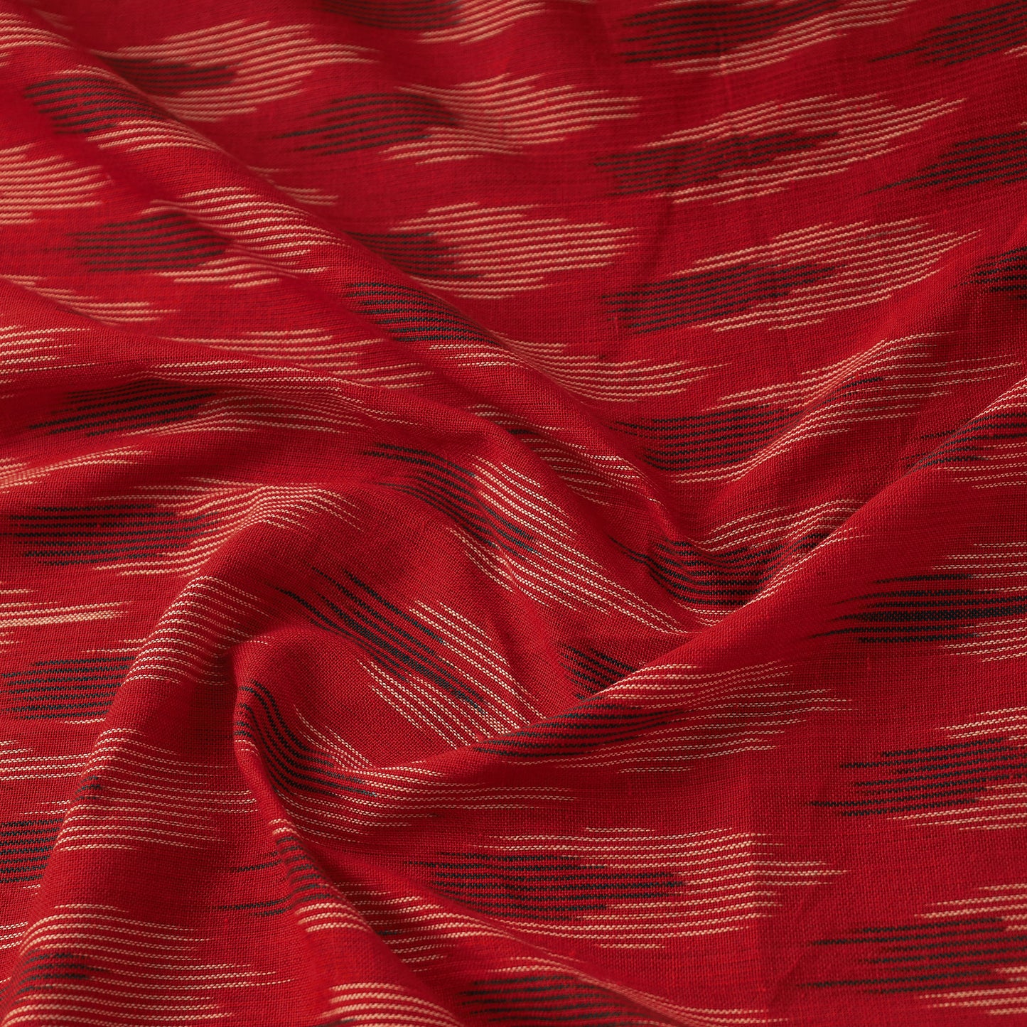 Red - Handloom Cotton Pochampally Ikat Fabric 19