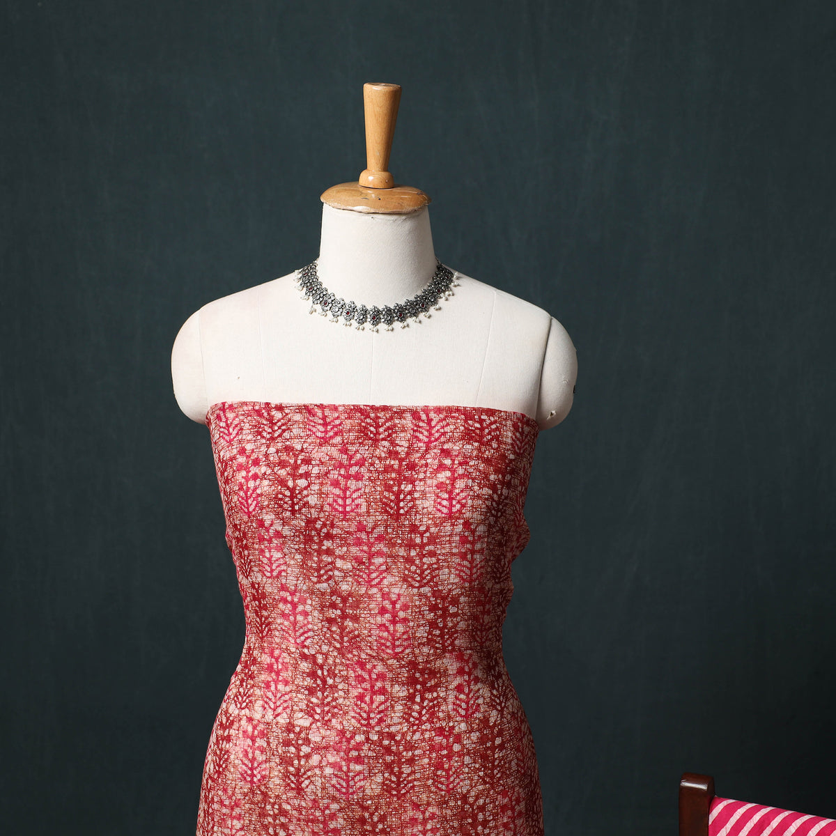 Pink - Kutch Hand Block Batik Print Kota Doria Cotton 3pc Unstitched Dress Material Suit Set 04
