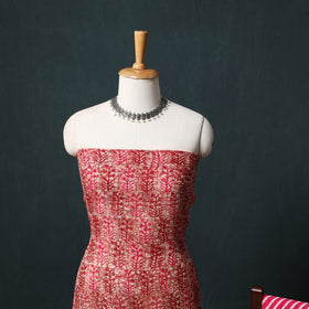 Pink - Kutch Hand Block Batik Print Kota Doria Cotton 3pc Unstitched Dress Material Suit Set 04