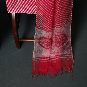 Pink - Kutch Hand Block Batik Print Kota Doria Cotton 3pc Unstitched Dress Material Suit Set 04