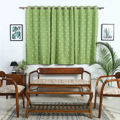 Green - Cotton Window Jacquard Curtain (5 x 3 Feet) 25