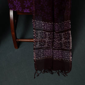 Purple - Kutch Hand Block Batik Print Kota Doria Cotton 3pc Unstitched Dress Material Suit Set 05