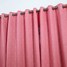 Pink - Cotton Window Jacquard Curtain (5 x 3 Feet) 26