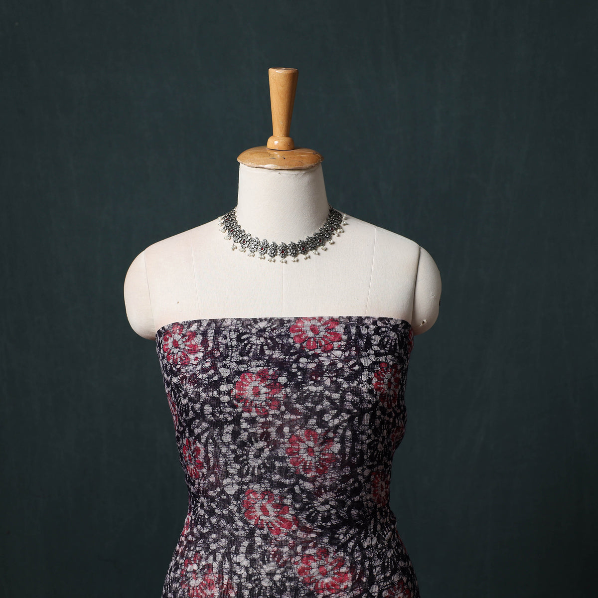 Pink - Kutch Hand Block Batik Print Kota Doria Cotton 3pc Unstitched Dress Material Suit Set 07