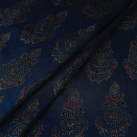 Blue - Modal Silk Ajrakh Print Fabric 01