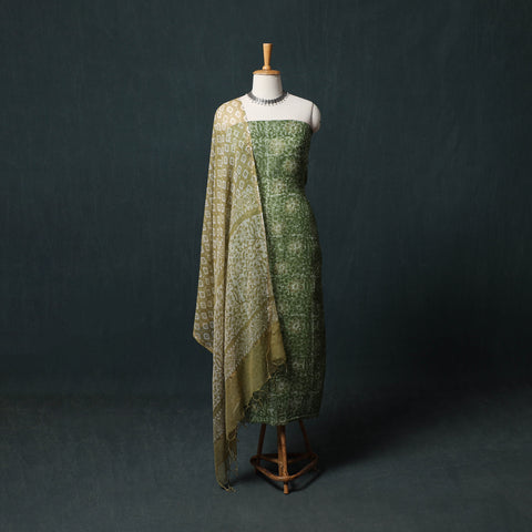 Kutch Hand Block Batik Print Kota Doria Cotton 3pc Unstitched Dress Material Suit Set 08