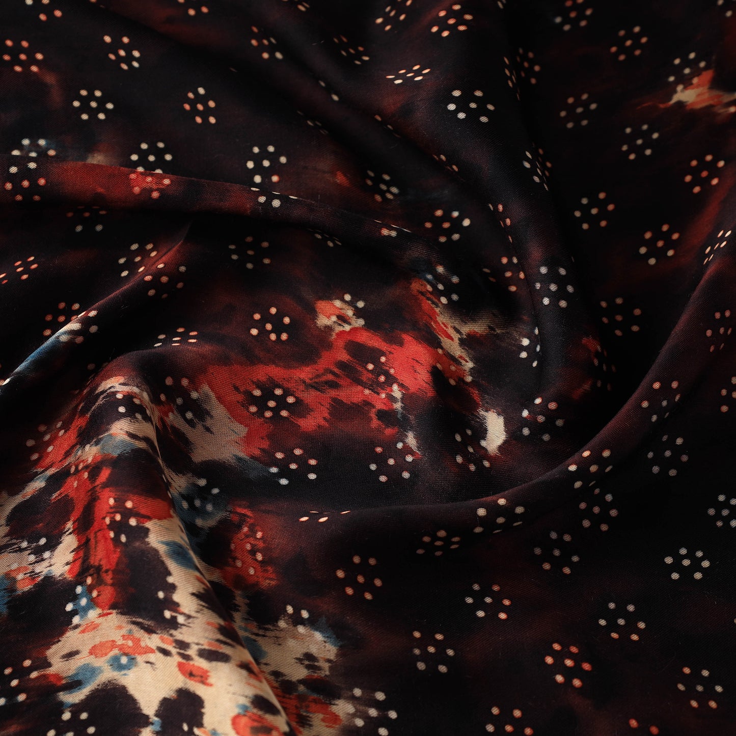 Multicolor - Modal Silk Ajrakh Print Fabric 01