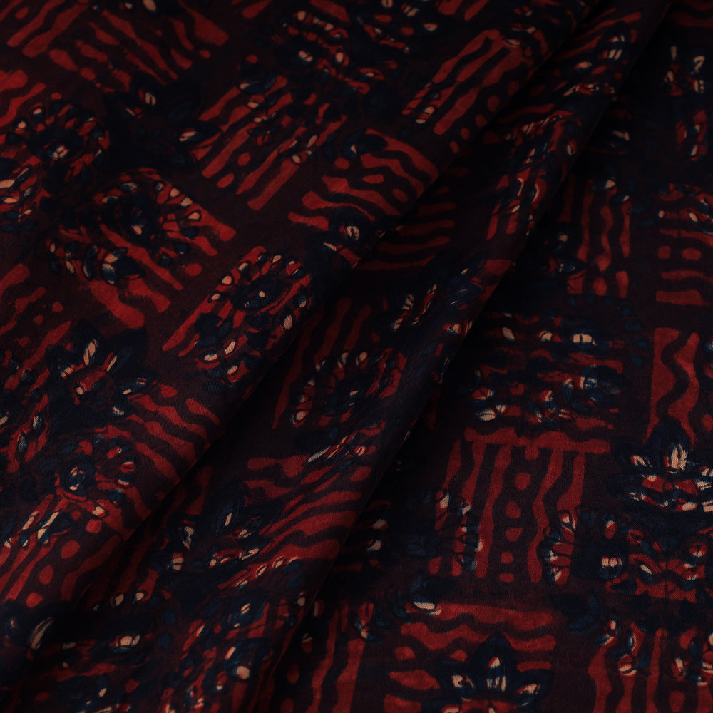 Red - Modal Silk Ajrakh Print Fabric 02