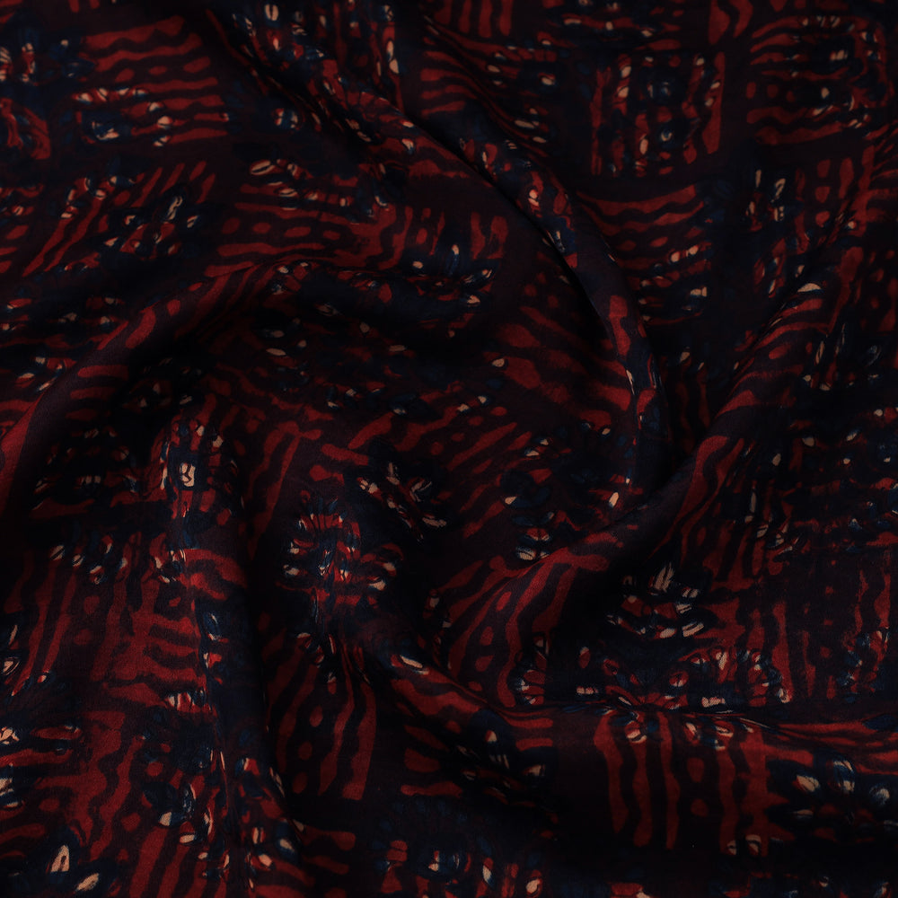 Red - Modal Silk Ajrakh Print Fabric 02