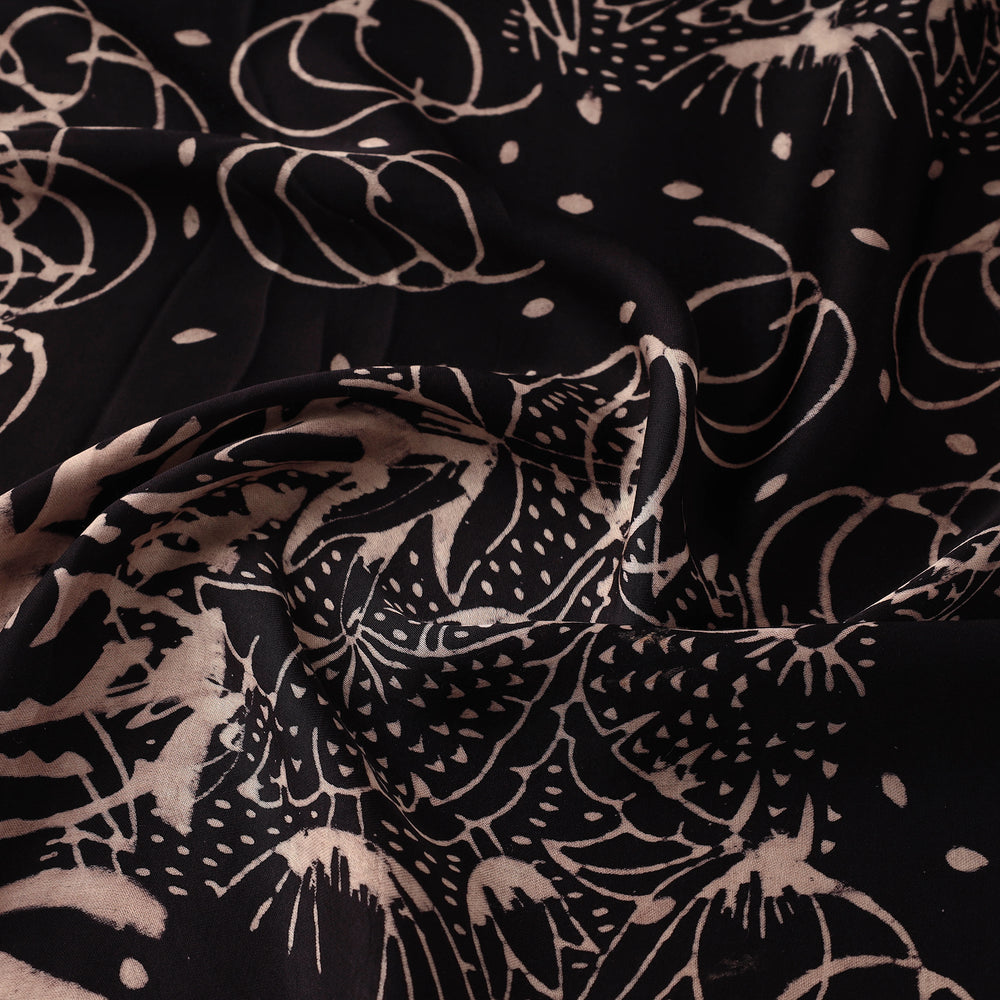 Black - Modal Silk Ajrakh Print Fabric 03