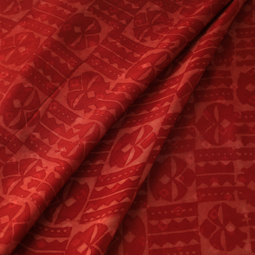 Red - Modal Silk Ajrakh Print Fabric 06