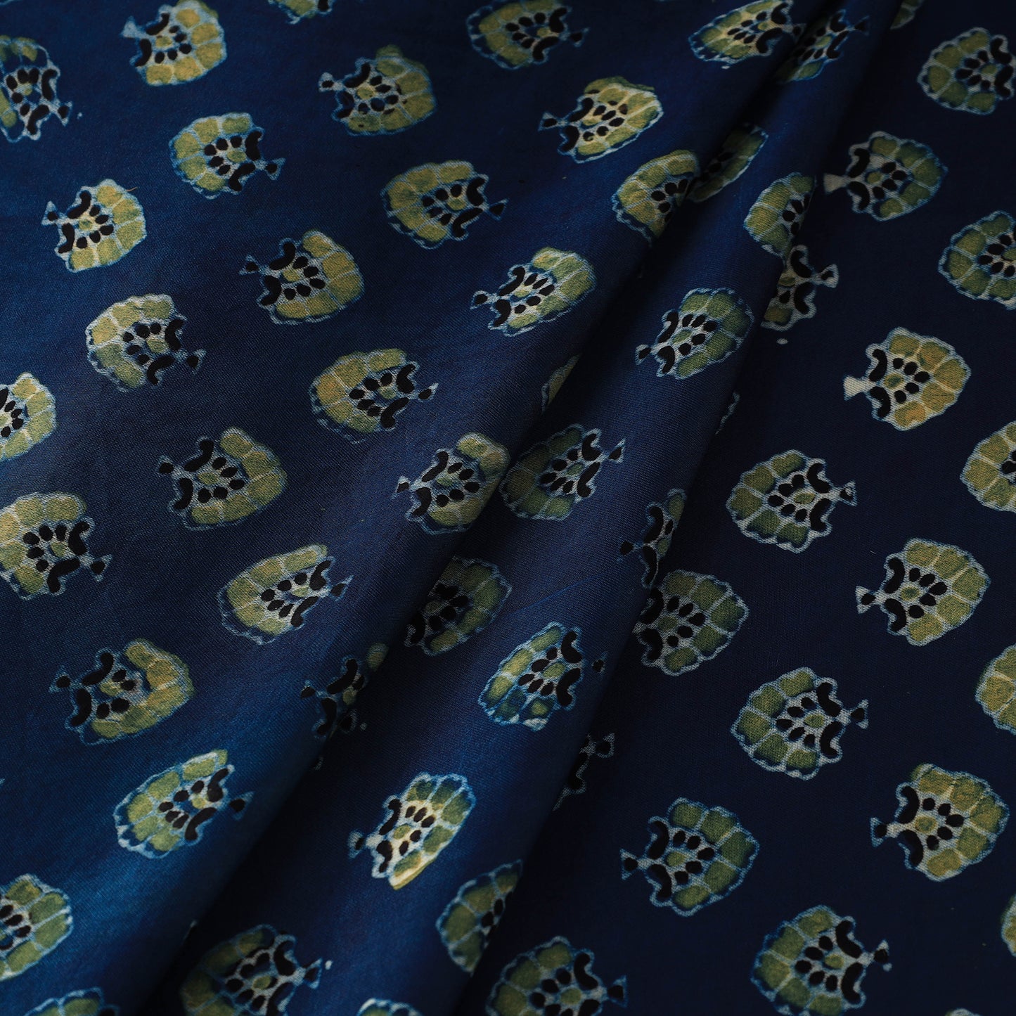 Blue - Modal Silk Ajrakh Print Fabric 10