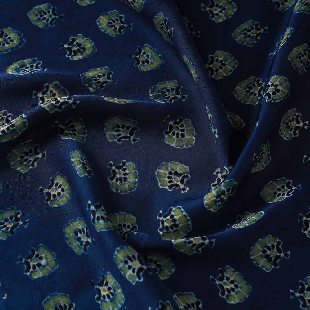 Blue - Modal Silk Ajrakh Print Fabric 10