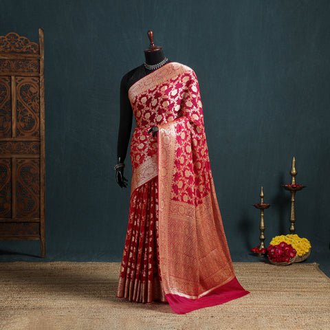 Banarasi Pure Handwoven Georgette Zari Work Saree 01
