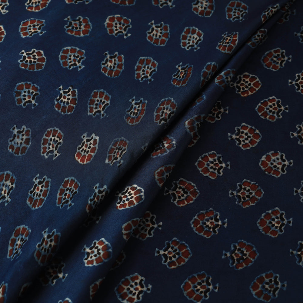 Blue - Modal Silk Ajrakh Print Fabric 15