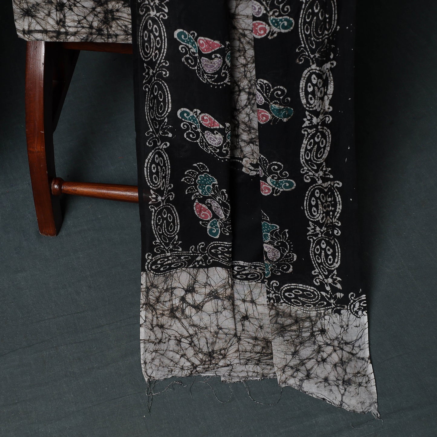 Indonesian Hand Batik Print Cotton 3pc Unstitched Dress Material Suit Set 03
