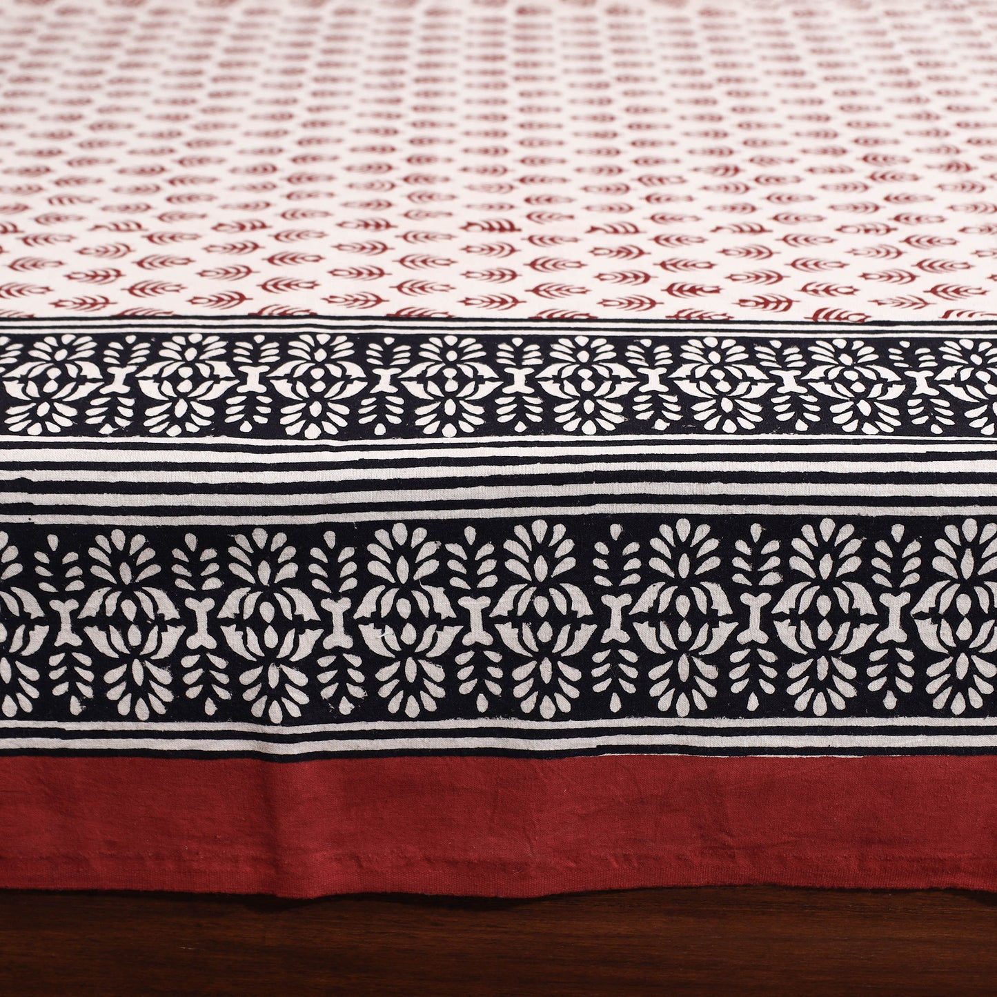 Red - Bagru Hand Block Printed Cotton Single Bed Cover (90 x 60 in)