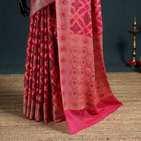 Banarasi Pure Handwoven Georgette Meena Buti Zari Jaal Work Saree 07