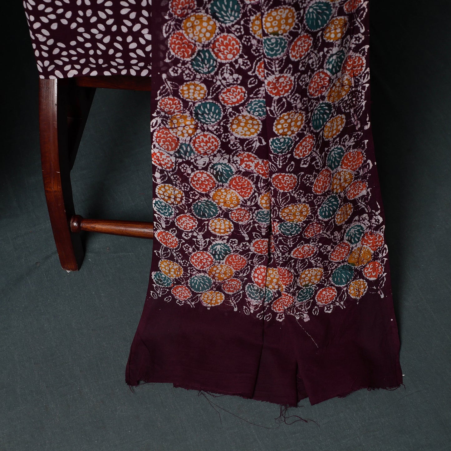 Indonesian Hand Batik Print Cotton 3pc Unstitched Dress Material Suit Set 04