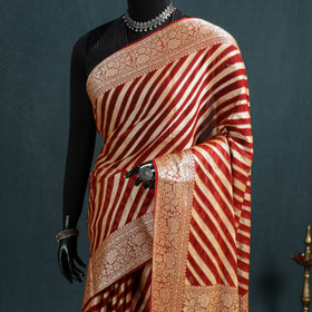 Red - Banarasi Pure Handwoven Georgette Zari Work Saree 05