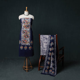 Indonesian Hand Batik Print Cotton 3pc Unstitched Dress Material Suit Set 05