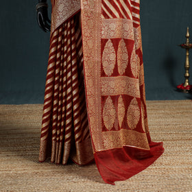 Red - Banarasi Pure Handwoven Georgette Zari Work Saree 05