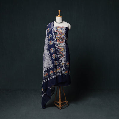 Indonesian Hand Batik Print Cotton 3pc Unstitched Dress Material Suit Set 05
