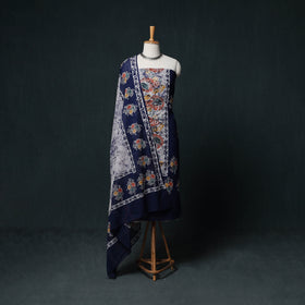Indonesian Hand Batik Print Cotton 3pc Unstitched Dress Material Suit Set 05