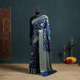 Banarasi Pure Handwoven Georgette Meena Buti Zari Jaal Work Saree 08