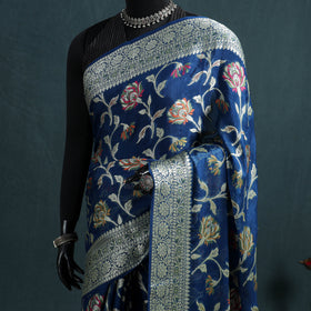 Banarasi Pure Handwoven Georgette Meena Buti Zari Jaal Work Saree 08