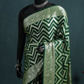 Banarasi Pure Handwoven Georgette Meena Buti Zari Jaal Work Saree 09