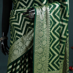 Banarasi Pure Handwoven Georgette Meena Buti Zari Jaal Work Saree 09