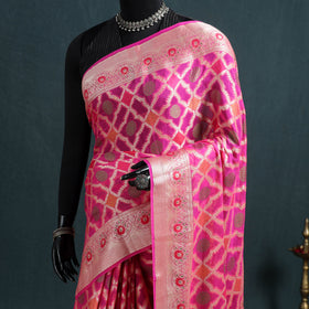 Banarasi Pure Handwoven Georgette Meena Buti Zari Jaal Work Saree 10