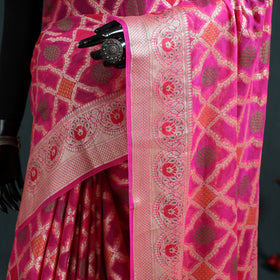 Banarasi Pure Handwoven Georgette Meena Buti Zari Jaal Work Saree 10