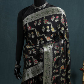 Banarasi Pure Handwoven Georgette Meena Buti Zari Jaal Work Saree 11