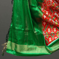 Green - 2pc Mulberry Silk Pochampally Ikat Dress Material Set 02