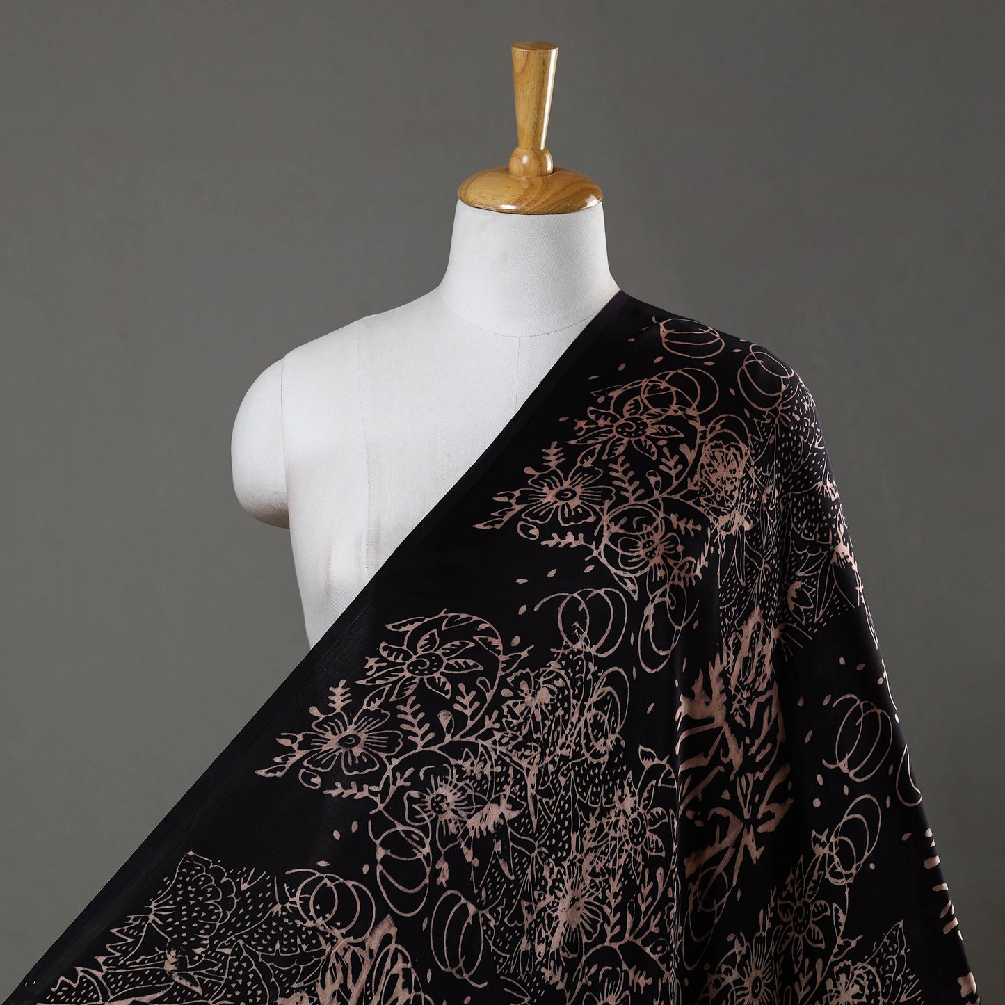 Black - Modal Silk Ajrakh Print Fabric 03