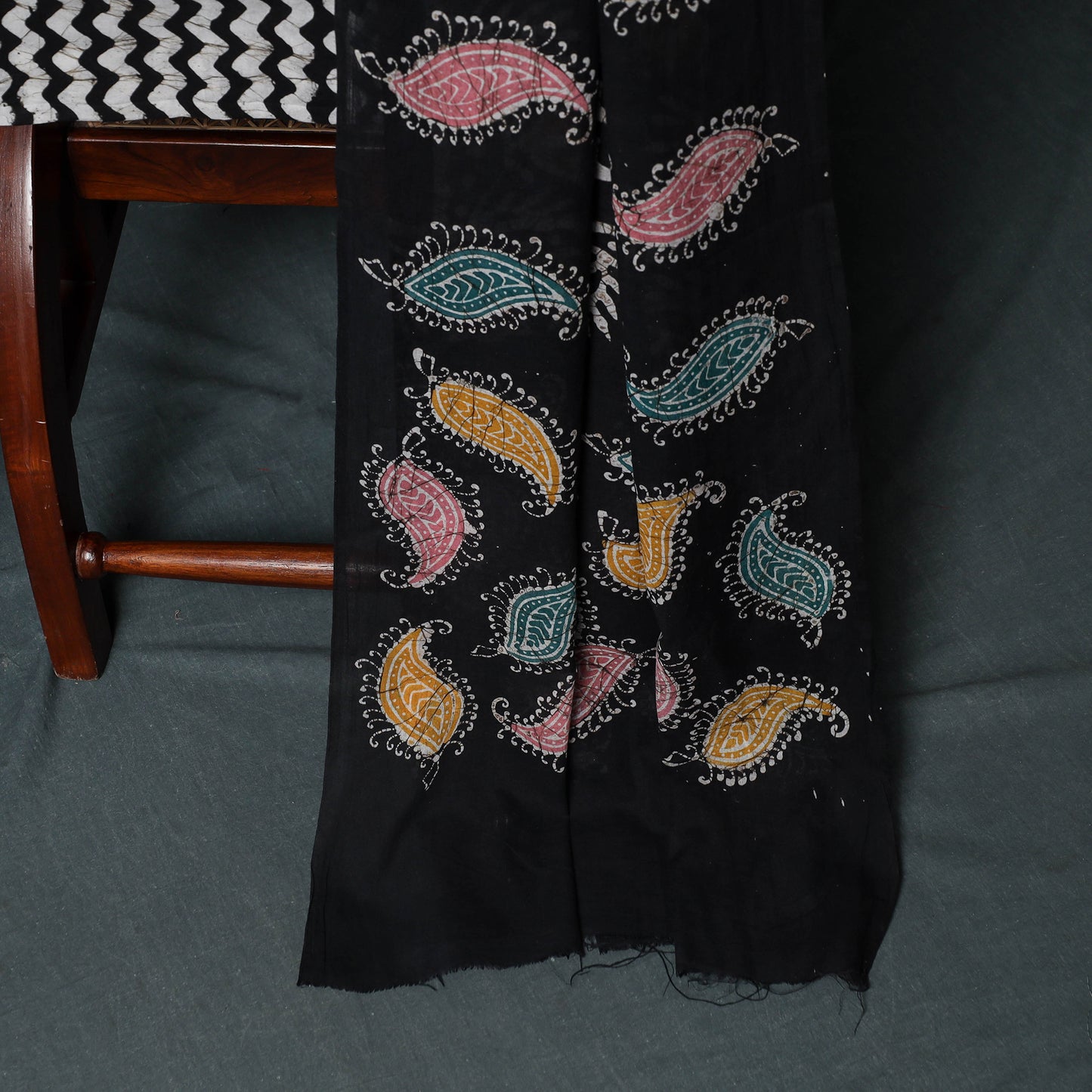 Indonesian Hand Batik Print Cotton 3pc Unstitched Dress Material Suit Set 08
