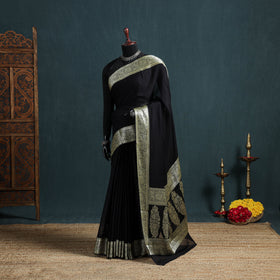 Banarasi Pure Handwoven Georgette Saree with Zari Border 14
