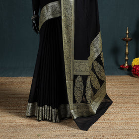 Banarasi Pure Handwoven Georgette Saree with Zari Border 14