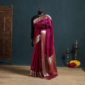 Banarasi Pure Handwoven Georgette Saree with Zari Border 15