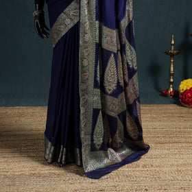 Banarasi Pure Handwoven Georgette Meena Buti Zari Jaal Work Saree 16
