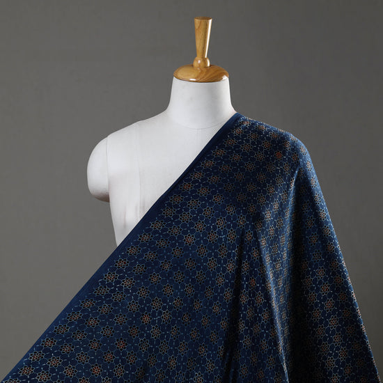 Blue - Modal Silk Ajrakh Print Fabric 16