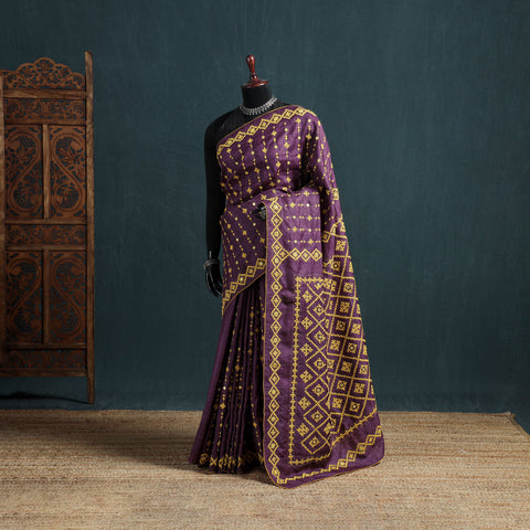 Pure Handloom Tussar Silk Gujrati Stitch Saree 02